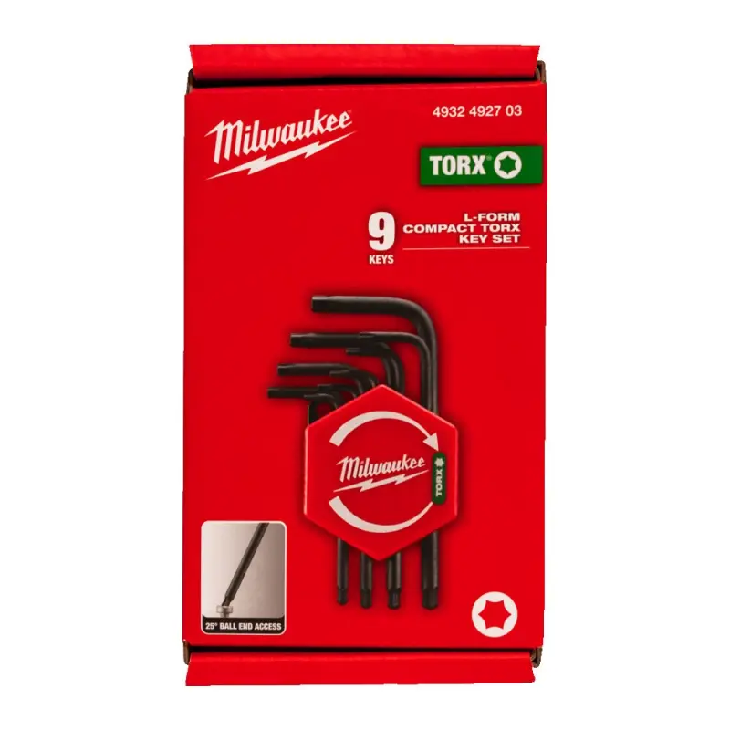 Milwaukee 9ks sada klíčů Torx zahnutých kompaktních Milwaukee 9ks sada klíčů Torx zahnutých kompaktních