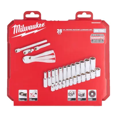 Milwaukee Sada ráčny 1/4˝ a metrických nástrčných klíčů (28 ks)