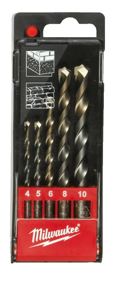 Milwaukee Sada vrtáků do betonu 5 ks/ Ø4, 5, 6, 8, 10 mm /