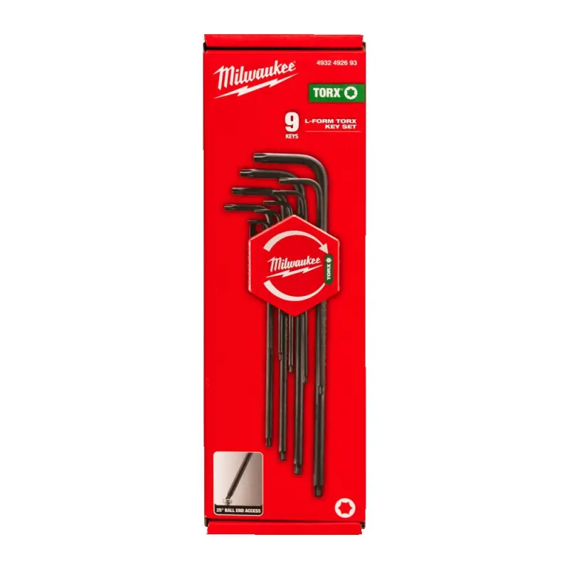 Milwaukee 9ks sada klíčů Torx zahnutých