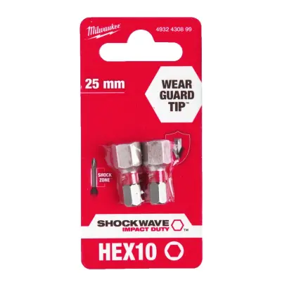 Milwaukee Šroubovací bity ShW Hex10 25mm - 2ks