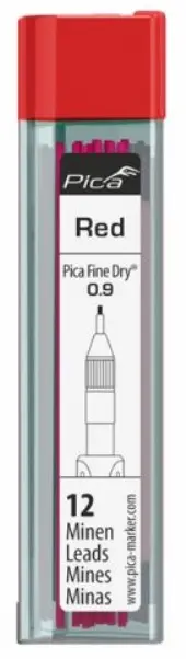 Náhradní tuhy PICA Fine Dry červené, 0,9 mm