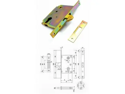 Zámek AGB na posuvné dveře 72/80 s hákem dorn 60 mm,čelo 22 mm