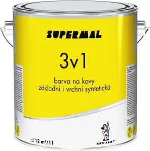 Supermal 3v1 S2177 0199 černá vrchní syntetická barva na kovy, 2,5 l