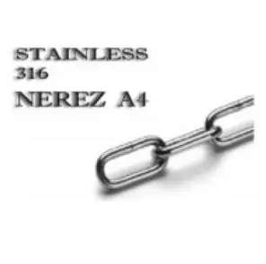 Řetěz dlouhý článek DIN 763/5685C 4 mm nerez A4 - 50m/balení