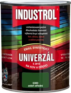 Industrol S2013 univerzál lesk vrchní barva na kov a dřevo, 5300 zeleň střední, 750 ml