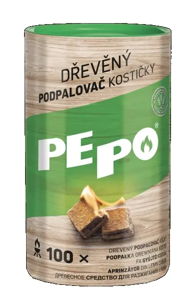 PE-PO dřevěný podpalovač kostičky 100 ks
