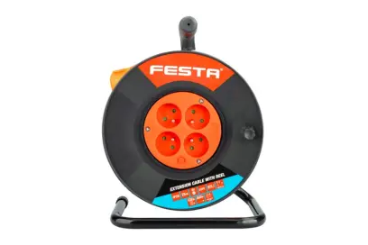 Kabel prodlužovací na bubnu FESTA 25m 4zásuvka 3x1.5mm IP20 MAX 3680W
