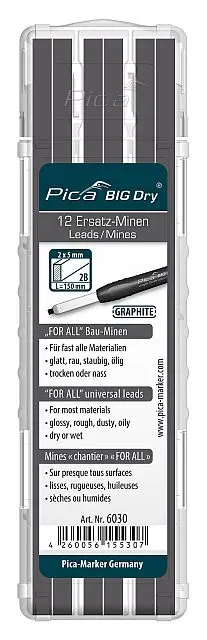 Náhradní tuhy PICA Dry hranatá - 12x černá