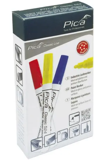 PICA - FIX - LAKOVÝ PERMANENTNÍ ZNAČKOVAČ - VODNÍ BÁZE - VÁLCOVÝ HROT ŠPIČATÝ 2 - 4mm - PÍŠE NA VĚTŠINU POVRCHŮ - 10ks V BALENÍ,  ČERNÝ