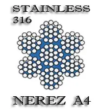 Lano z nerezové oceli A4 DIN 3060 (7x19) 4mm - 100m/balení