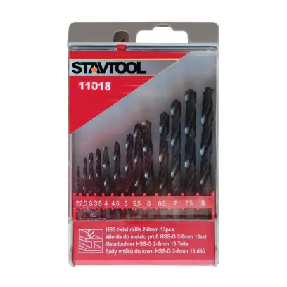 Sada vrtáků do kovu černé HSS - PVC obal | 2-8 mm 13 dílů