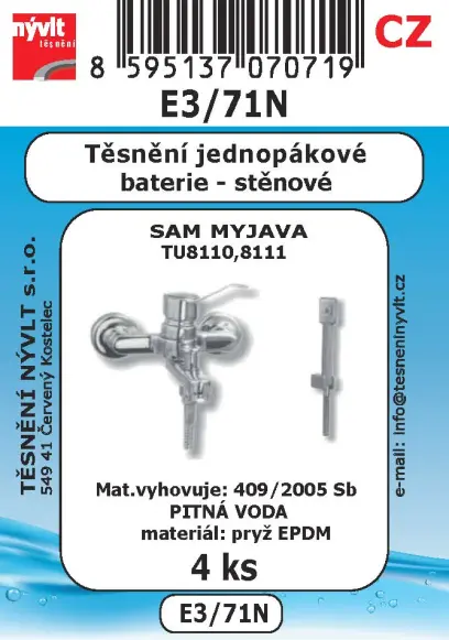 E3/71N SADA jednopákové baterie nástěnné SAM TU8110 TU8111 4ks