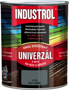 Industrol S2013 univerzál lesk vrchní barva na kov a dřevo, 1110 šeď světlá, 750 ml