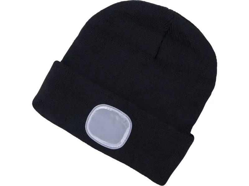 čepice s čelovkou 4x45lm, USB nabíjení, černá, univerzální velikost, 73% acryl a 27% polyester